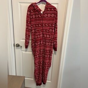 Forever 21 Red and White Patterned Onesie